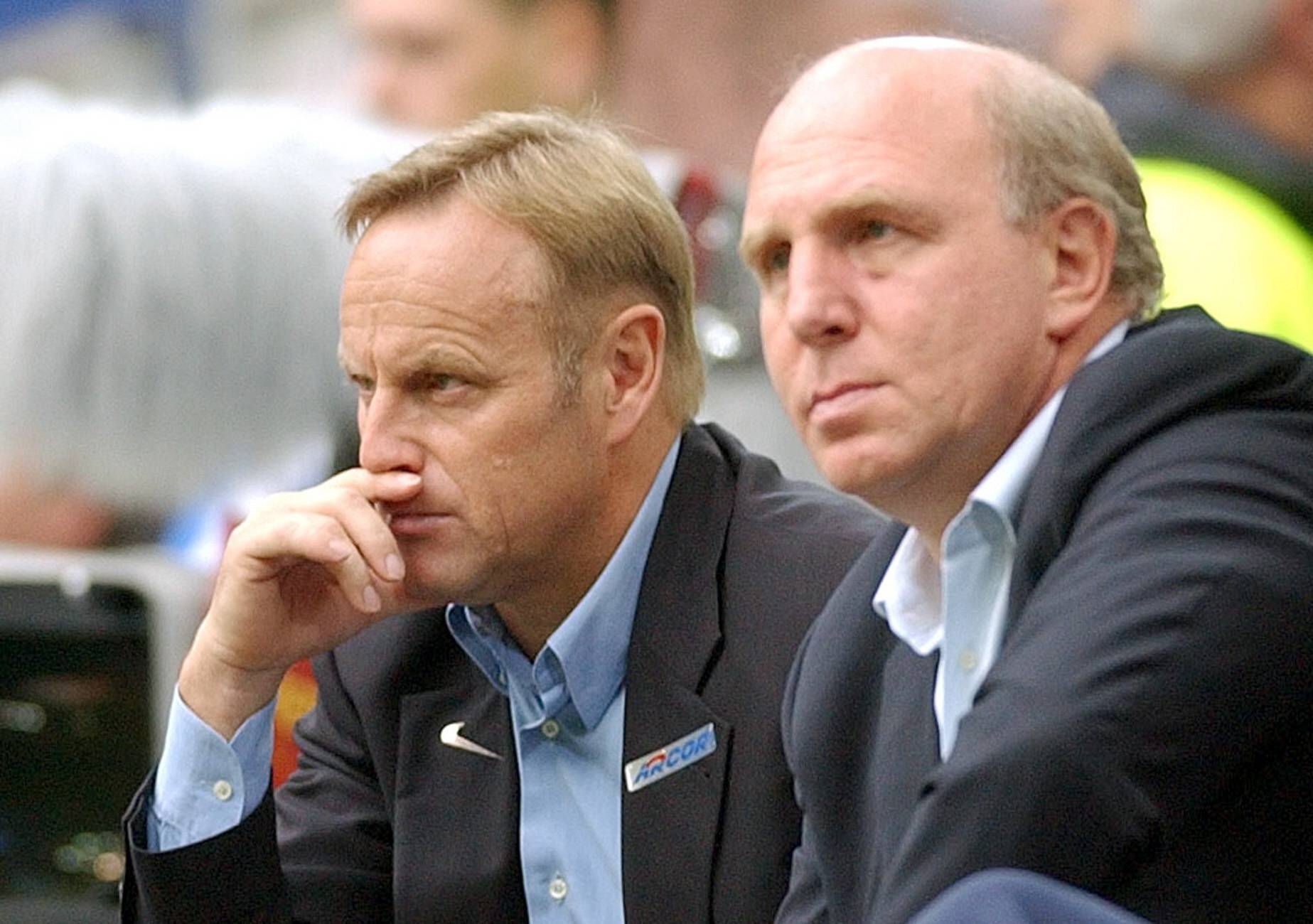 Auf dem Weg nach oben — Manager Dieter Hoeneß (r.) und Trainer Jürgen Röber (l.) im Jahr 1997. Foto: Imago Images